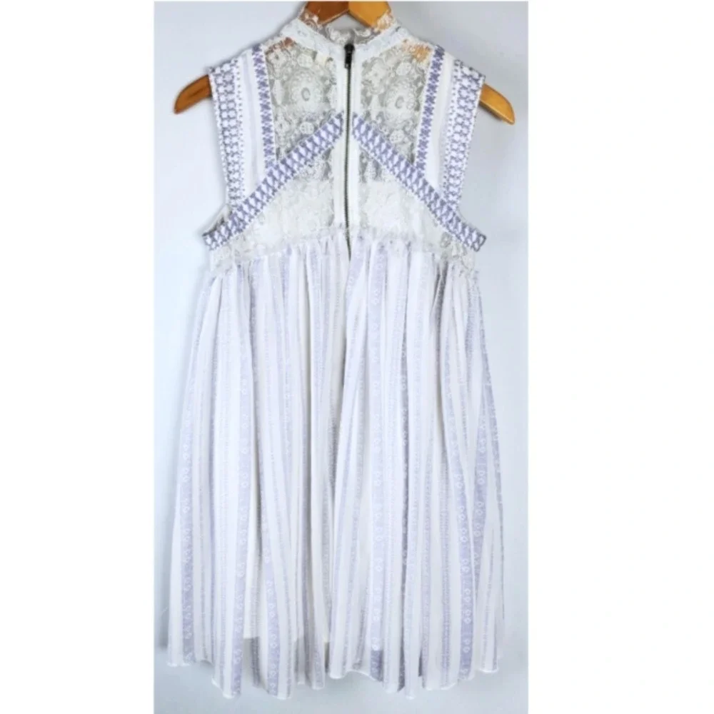Free People Penny Georgette Babylon Dress Small Lavender Embroidered Lace Beaded